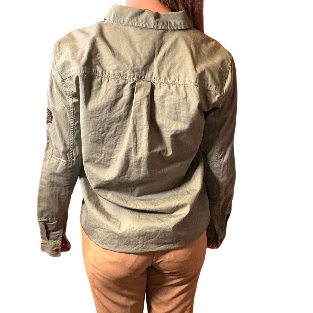 Vans Utility Shirt Mens L Green Good Long Sleeve Panther Patch Button Up Logo - Picture 4 of 8